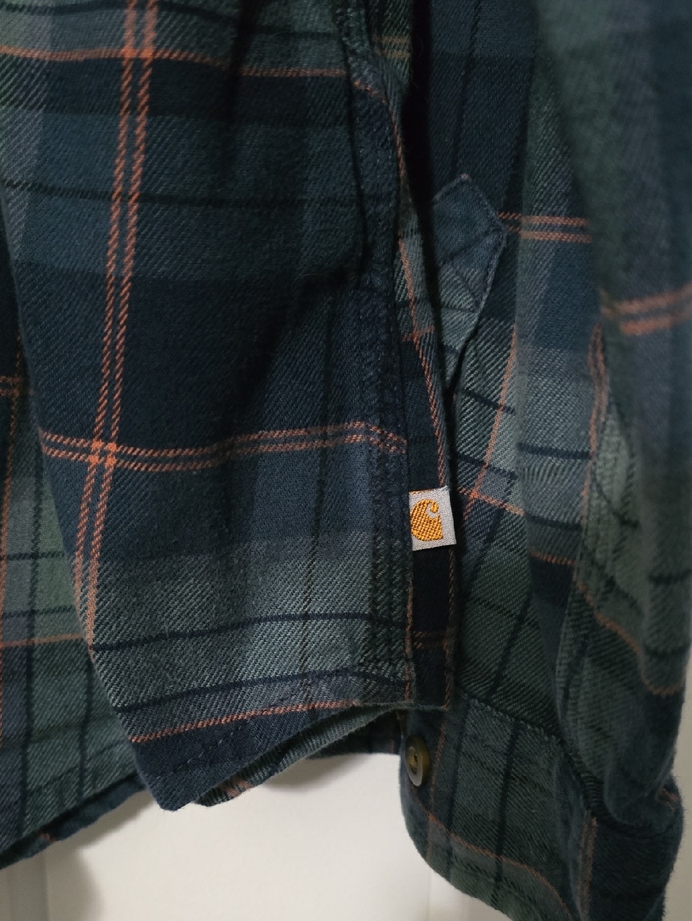 Carhartt Womens Navy/Green/Orange Plaid Flannel Shirt - Picture 2 of 7